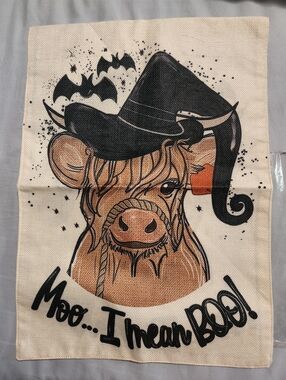 Halloween Highland Cow Garden Flag